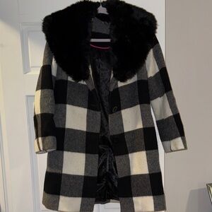 Kate Spade Plaid Black and White Women's Coat